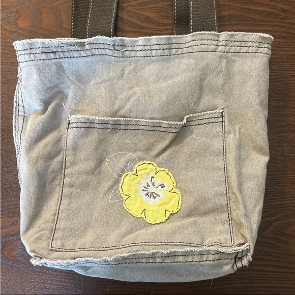 Thirty-One Retro Metro Bag Brown w/ Frayed Edges Yellow FlowerCrossbody Shoulder - Picture 2 of 8